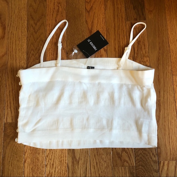 NEW Forever 21 white button tank top - Picture 2 of 4